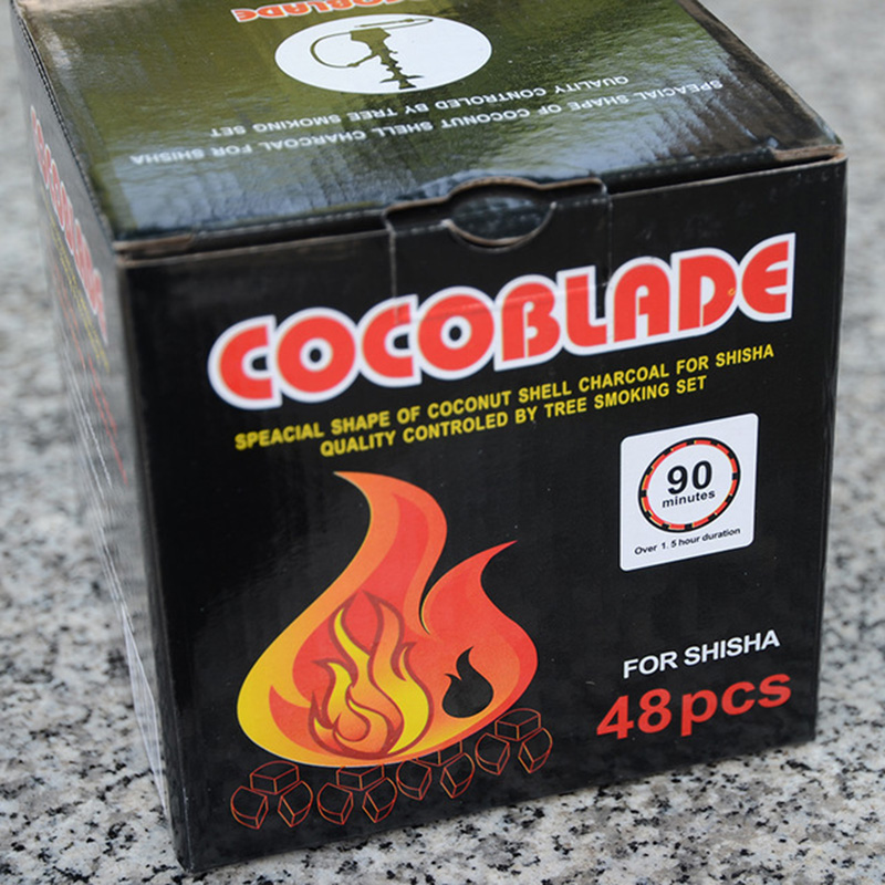 48 PCS/Box Coconut Charcoal Shell for Shisha Hookah,Heat Metal Bowl Fully Burning Coal Last 1 Hours Shisha Chicha Coal