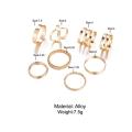 European and American new ring creative retro simple multi-layer opening cross twist ring set 8 pieces