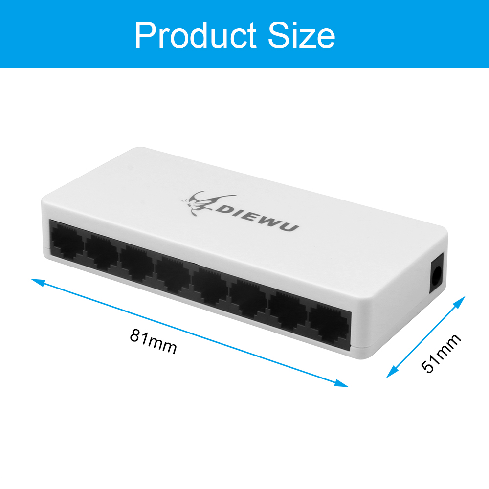 Kebidumei 8 Ports Network Switch 10/100 Ethernet Network Switch Lan Hub High Performance Ethernet Smart Switcher With EU Plug