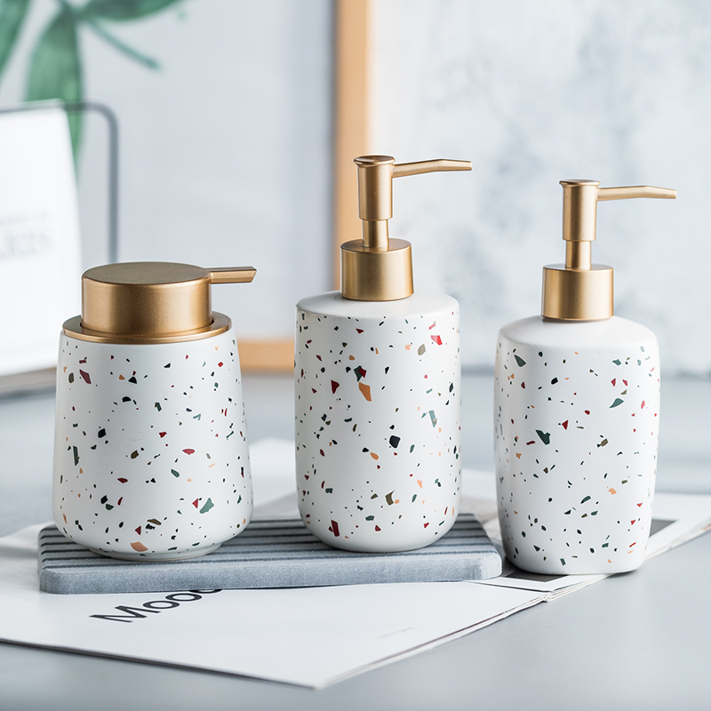 White Ceramic Soap Dispenser Shampoo Bottle Home Hotel Shower Gel Hand Washing Jar Bathroom Kitchen Liquid Soap Storage Bottle