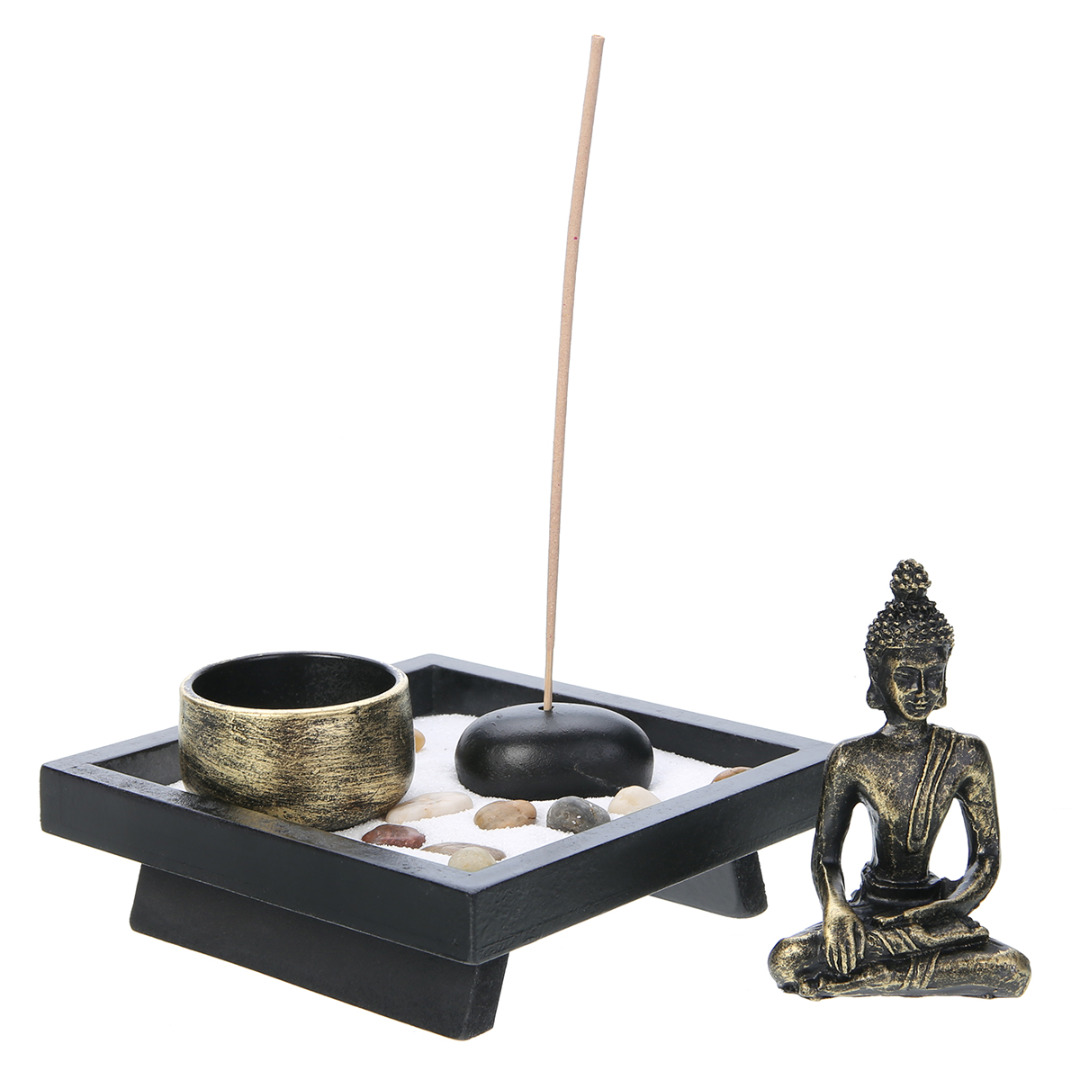 Zen Garden Sand Candle Holder Rock Incense Stick Holder Kit for Yaga Relax Spiritural Meditation Home Temple Ornament Decoration