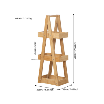 A‑Frame 3‑Tier Solid Bamboo Shelf