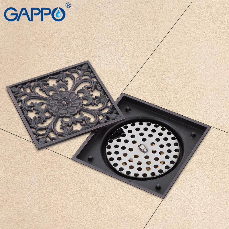 GAPPO black Drains bathroom drain shower floor drain brass floor cover chrome plugs