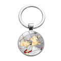 Vampire Knight Yuuki Anime Glass Dome Keychain Pendant Trendy Chain Cartoon Art Photo Keychain For Women Gift Jewelry