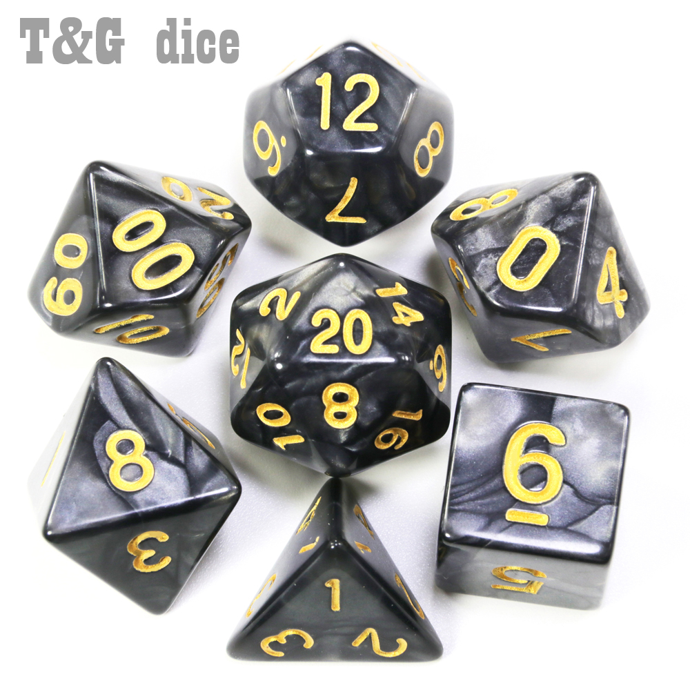 19 Color for choose 7PCS/set Polyhedron Dados DnD Marbled Effect Opaque D4 D6 D8 D10 D10% D12 D20 Clear Playing Dice