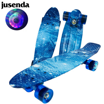 Jusenda 22inch Mini Cruiser Skateboard Flash Fish Board Children's Scooter PP Longboard Penny Board Complete Printed Skate Board