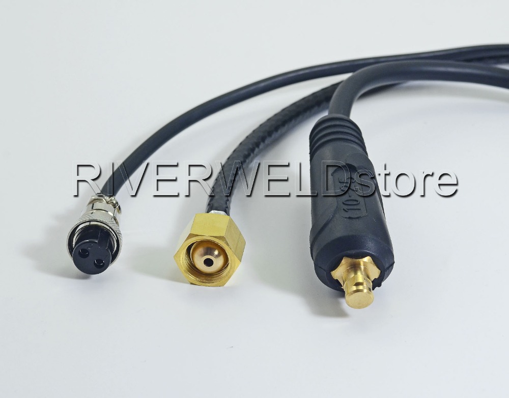 WP-9F-12E-1 10mm2/M16x1.5 2pin CK10-25 Tig Welding Torch Complete Air-Ccooled Euro Style Flexible Torch Head Body