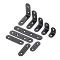 DRELD 10pcs Stainless Steel Supporting Black L-Shaped Brackets With Screws Fixing Right Angle Corners Brace Furniture Hardware