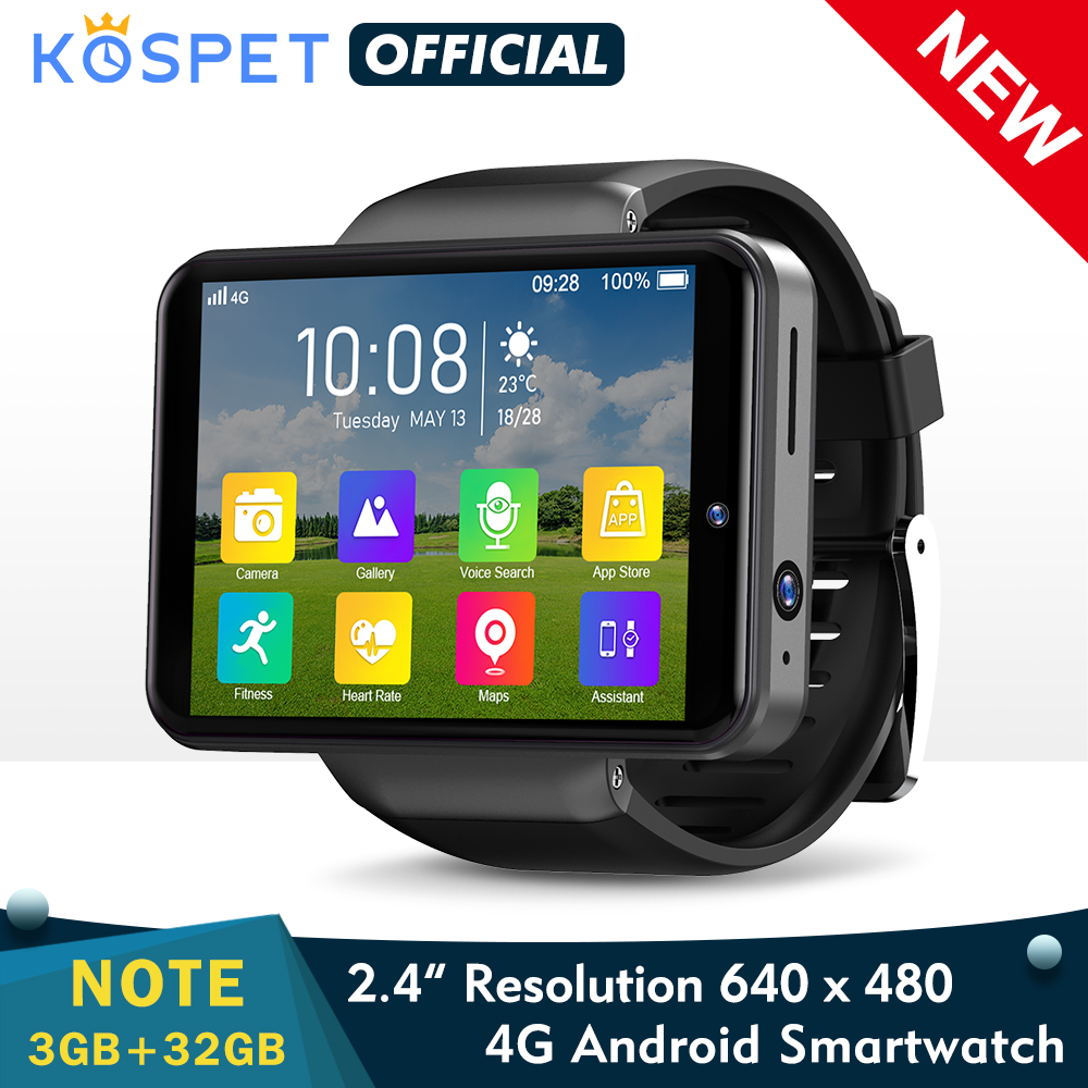 KOSPET NOTE 4G Smart Watch Men Dual Camera 2.4" Android 7.1 3GB 32GB Phone Watch Bluetooth Smartwatch 2020 GPS For XIAOMI IOS