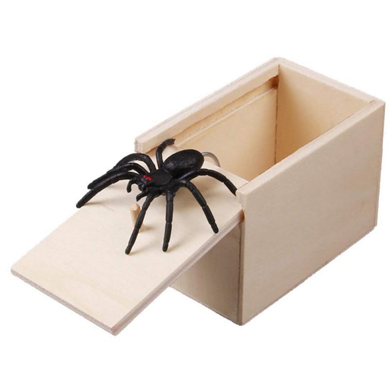 Scare Box Wooden Prank Trick Scaring Toy Spider Worm Gag Toys April Fool's Day Gift Joke Toys TXTB1