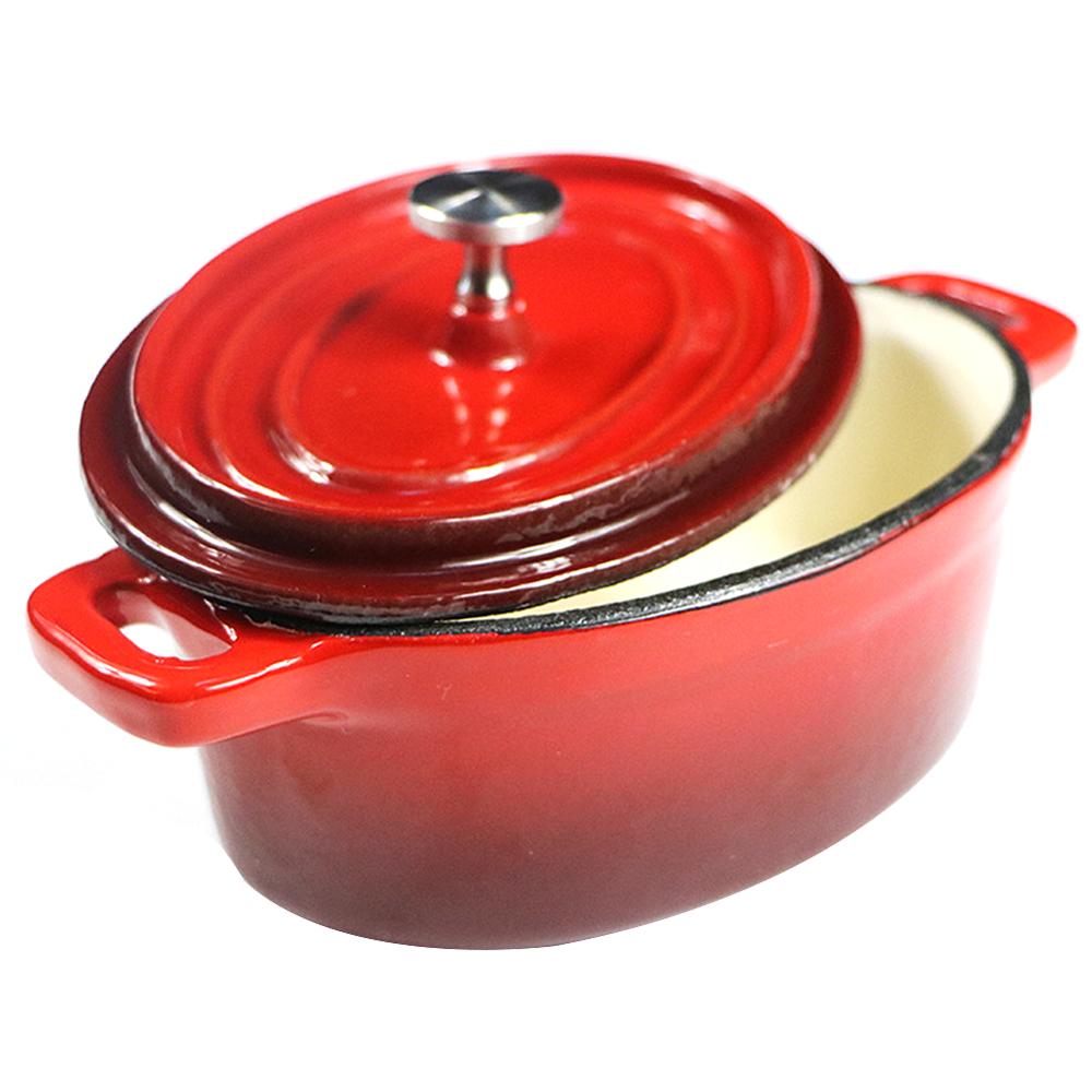 Mini Dutch Ovens Enameled Cast Iron Covered Casserole Anti - Scalding Oval Pot Kitchen Cooking Pot Cookware