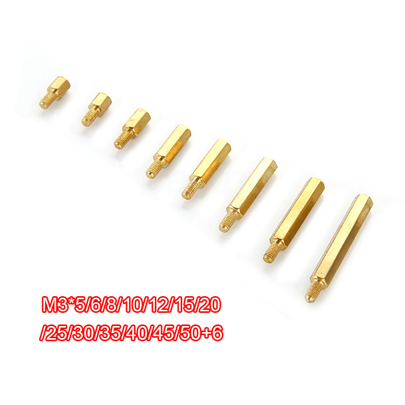 10Pcs M3*(5-50)+6mm Hex head Brass Spacing Screws Threaded Pillar PCB Computer PC Motherboard StandOff Spacer