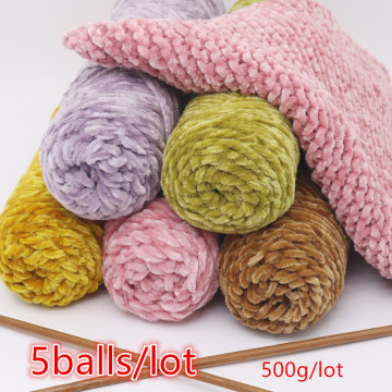 5balls/lot 500g Chenille Yarn Pleuche Wool Ball Coral Fleece Scarf Handmade DIY Kintting Woven Crochet Sweater Soft Yarn Ball