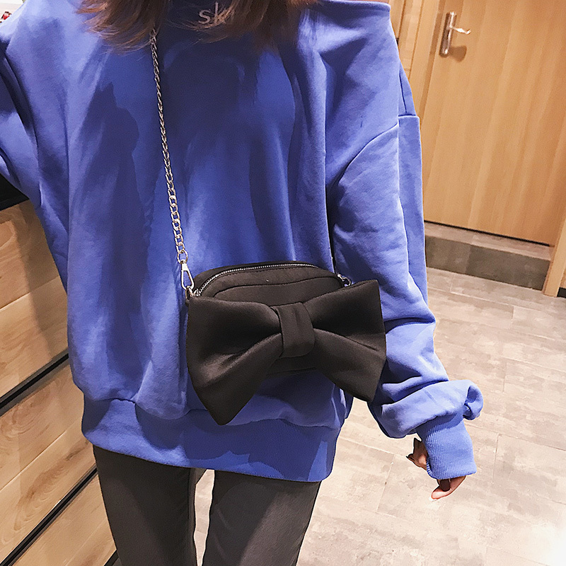 [EAM] 2021 Autumn Winter Fashion Handbag Velvet Bags For Women Bow Chain Shoulder Crossbody Bag Ladies Travel Bags HG218