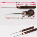 2pcs Leather craft Stitching Awl Round Wooden Handle Cloth Sewing Punch Tool Household Supplies