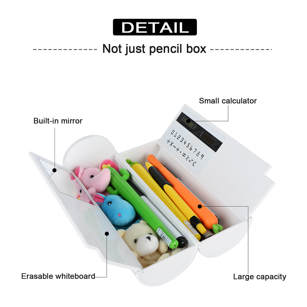 Creative Pencil Box Multifunctional with Mirror Calculator Large Capacity Pencil Cases for Boys Girls School Stationery Hot sale