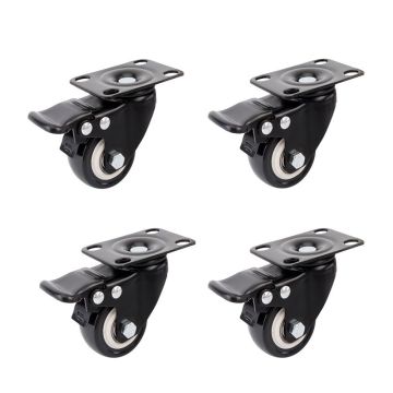 4 Pcs Heavy Duty Flat Bottom Caster Wheels with Brake Swivel Plate No Noise Lock Caster Wheels