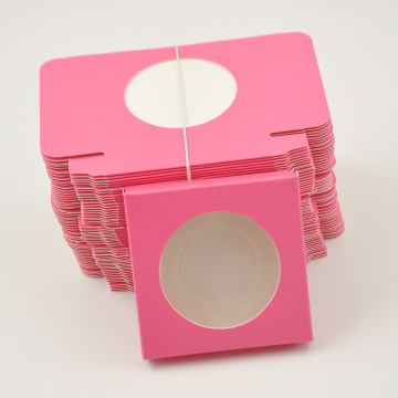 wholesale 50/100pcs paper false eyelash packaging Dark Pink Round box lash boxes packaging custom logo faux cils eyelashes Case
