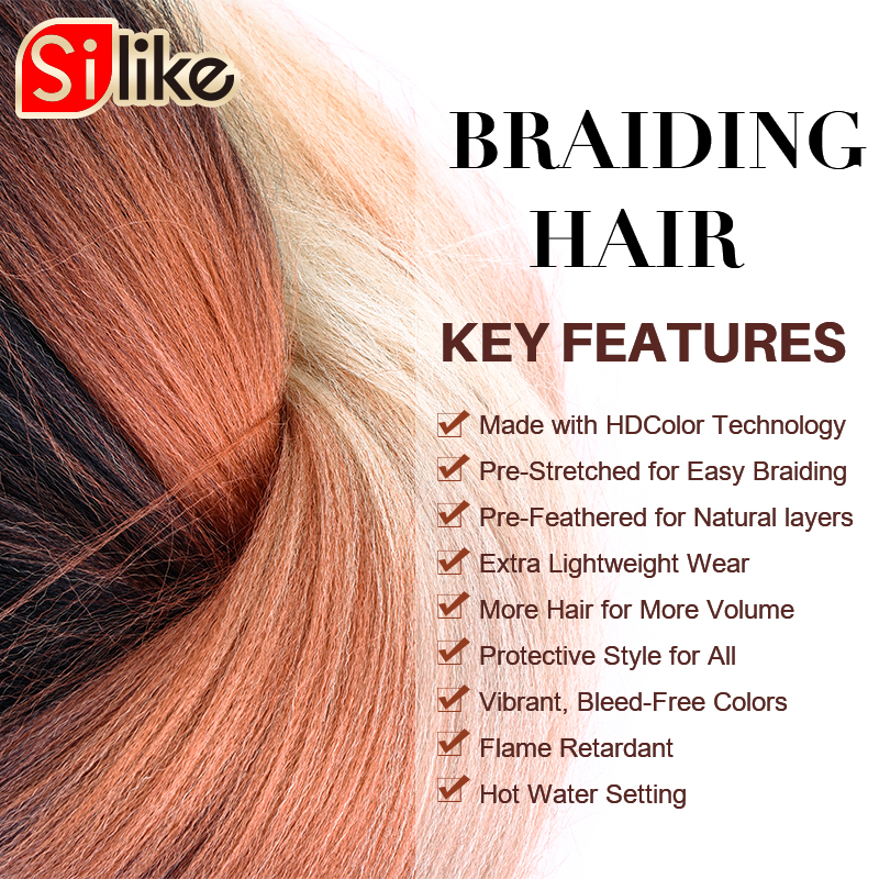 Silike Pre Stretched Easy Braiding Jumbo Braids Braiding Hair ROTECTIVE STYLE LIGHTWEIGHT 24 Inch Synthetic Hair Extensions