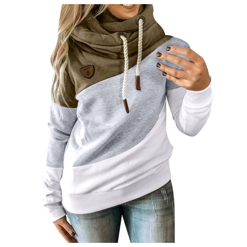 Print Patchwork Hooded Sweatshirt Gradient Long Sleeve Hoodies Women Drawstring Harajuku Sweatshirts Autumn Hoodies Tops C17