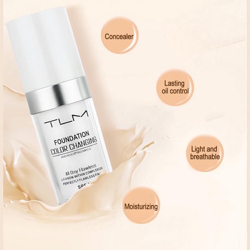 30ml TLM Color Changing Foundation Makeup Base Face Liquid Cover Concealer Natural Whitening Long Lasting Makeup Sombras TSLM1