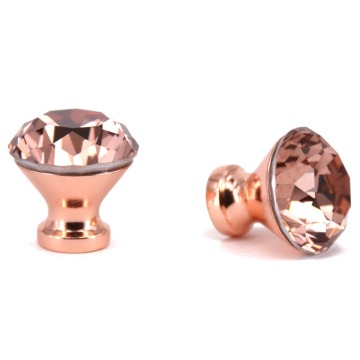 2PCS 30mm Rose Gold High Quality Diamond Crystal Handles/Crystal Glass Knobs With Zinc Base For Furniture