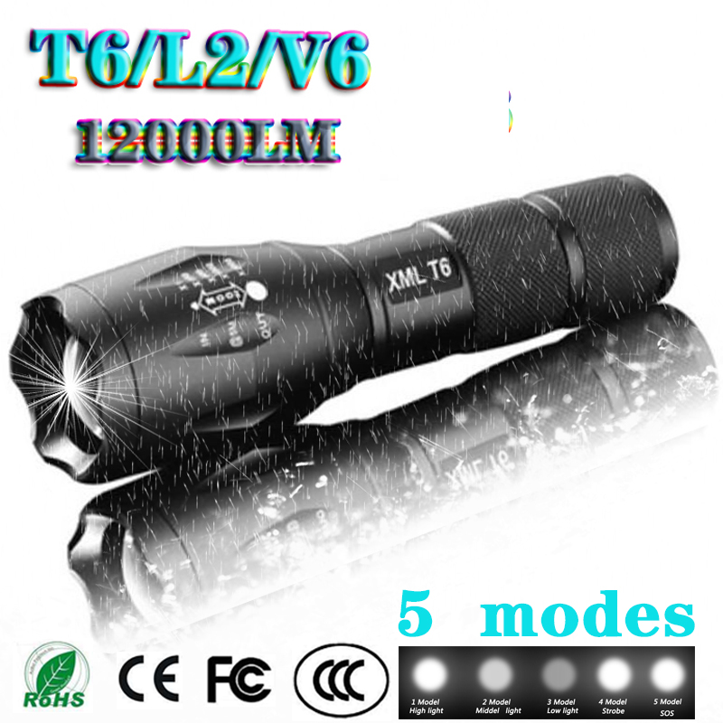 Z45 Led Flashlight Ultra Bright Waterproof MINI Torch T6/L2/V6 zoomable 5 Modes 18650 rechargeable Battery for camping tactical