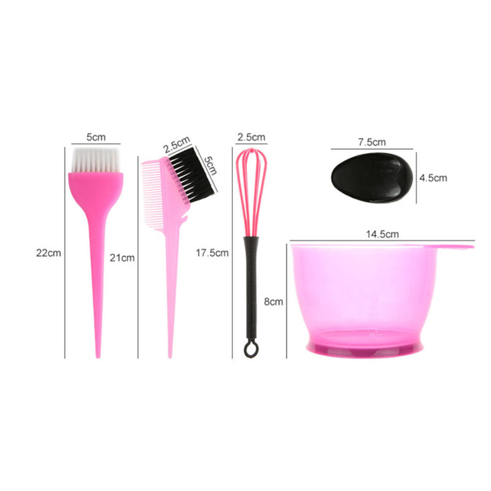 Professional 5Pcs/set Plastic Dye Hair Styling Accessories Hairdressing Bowl Brushes Earmuffs Dye Mixer Comb Coloring Tool