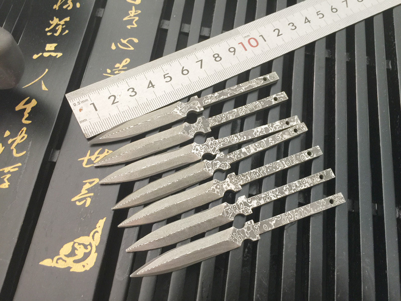 Swayboo tea knife parts tea needle Damascus steel fix blade knife small straight knife billet DIY tea edc tool