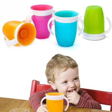 240ML 360 Degree Rotatable Baby Learning Drinking Water Cup with Double Handle Anti-choked Bottle Infants Water Cup