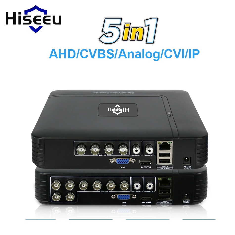 5 in 1 CCTV Mini DVR TVI CVI AHD CVBS IP Camera Digital Video Recorder 4CH 8CH AHD DVR NVR CCTV System P2P Security Hiseeu