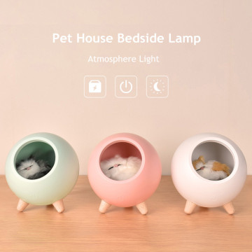 Cat House Table Lamp Touch Sensor LED Night Light Dimmable USB Rechargeable Bedroom Bedside Lamp for Children Kids Baby Gift
