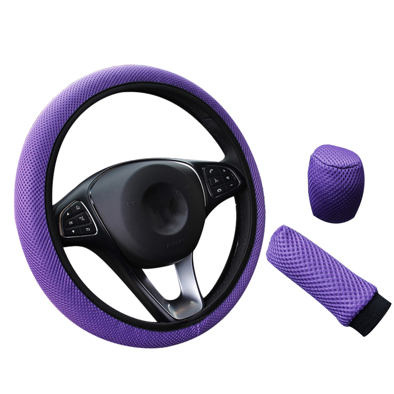 Car Steering Wheel Cover Three-piece Breathable Car Bumper Cover Non-slip Wear-resistant Car Interior Accessories