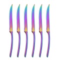 JANKNG 6Pcs/Lot Luxury Steak Knife Rainbow Dinnerware Set Stainless Steel Flatware Knife Set Tableware Cutlery Dinner Knives Set