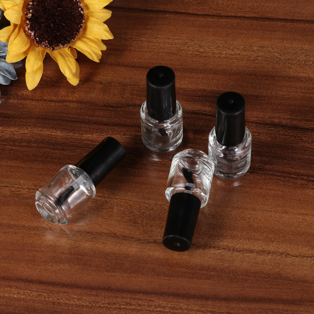 20pcs 5ml Spray Bottle Perfume Bottle Packaging Transparent Glass Bottle Nail Polish Empty Bottle With Brush Black Top Cap