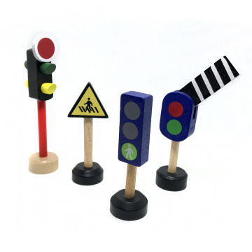 Free shipping wooden traffic light traffic light road sign street sign solid drag mas small train track scene accessories toy