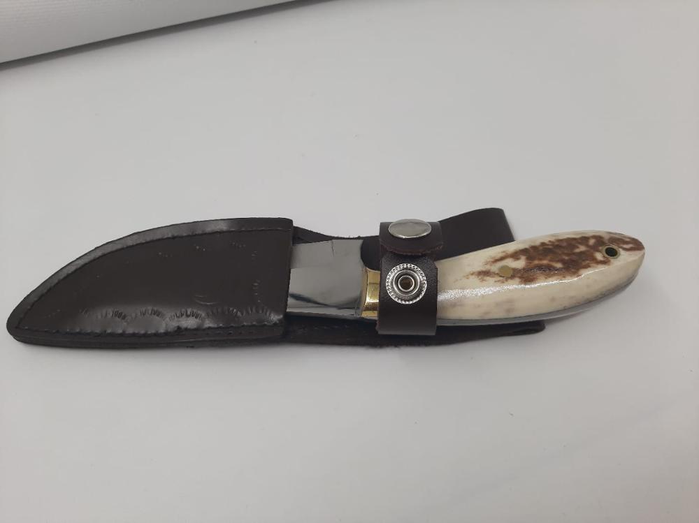 Handmade Deer Horn Mini Camping Knife with Leather Sheath Axe Katana Охотник Нож Hunter Hunting Blade Knives Kukri KNM-0285
