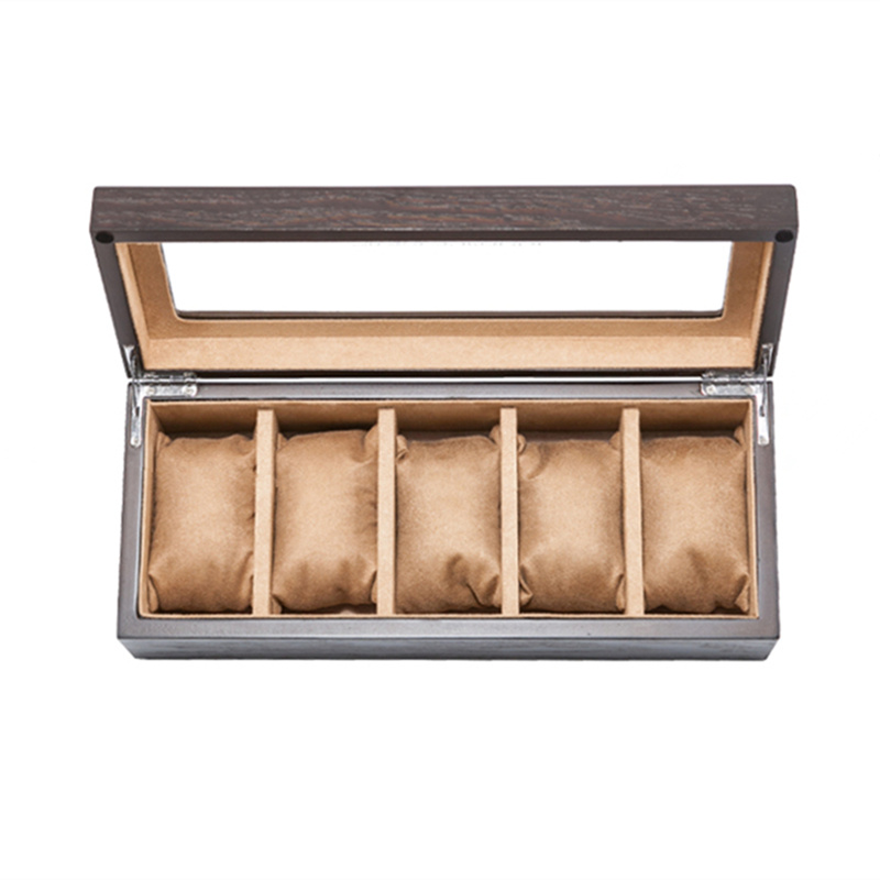 Top 5 Slots Luxury Wood Watch Storage Box With Window Pewter Veneer Watch Display Case New Jewelry Gift Watch Boxes Case A031