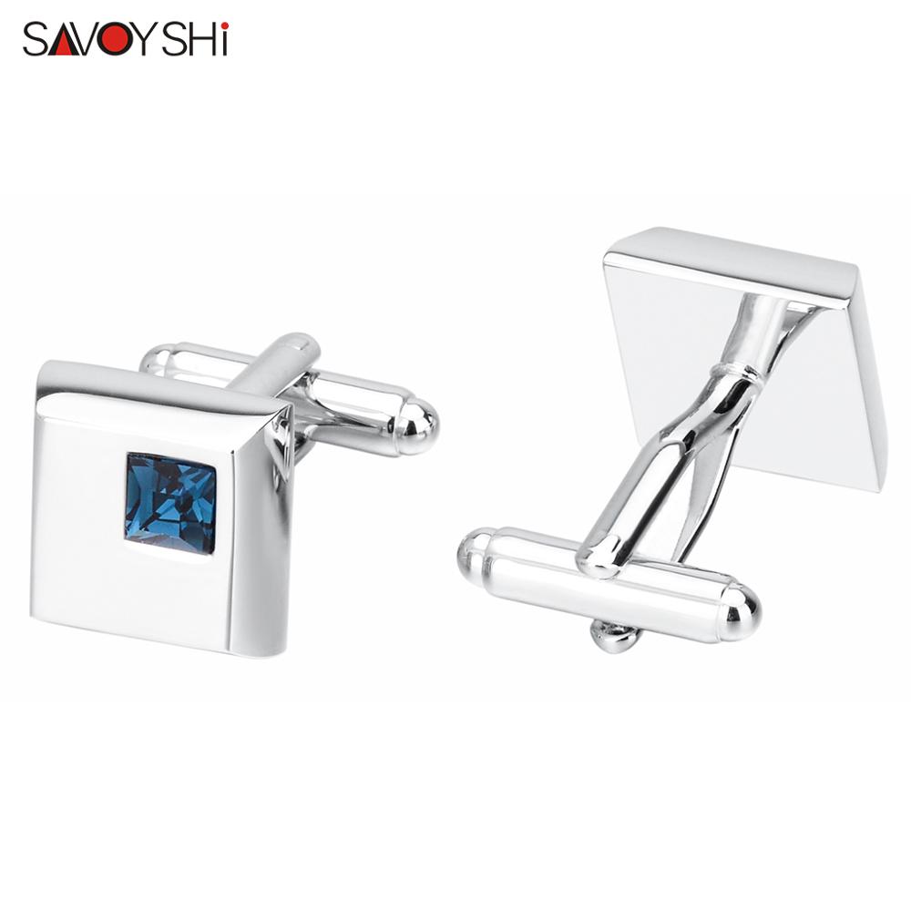 SAVOYSHI High Quality Custom Cufflinks tie clip set for Mens Cuff links necktie clip pin Crystals tie bars Free Carving Name