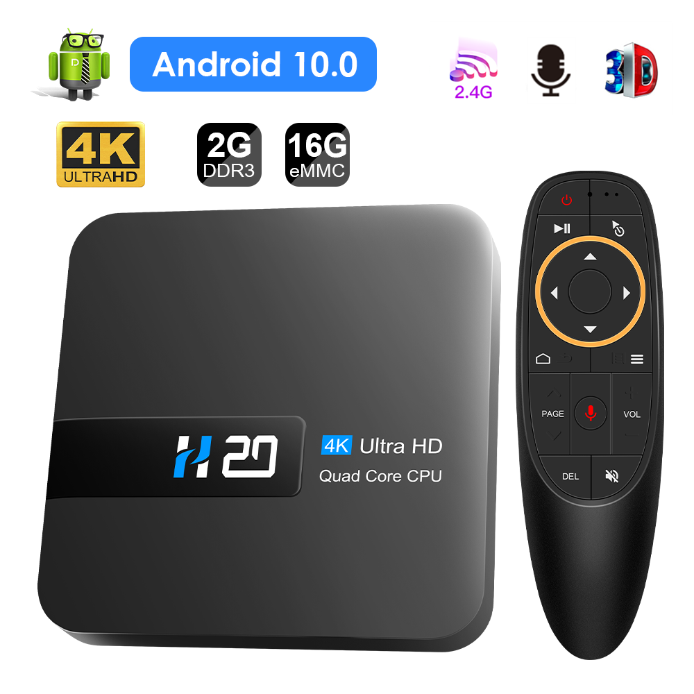 New H20 TV Box Android 10 2GB 16GB 4K TV receiver Media player 3D Video 2.4G Wifi H20 Smart TV BOX Android Set top box