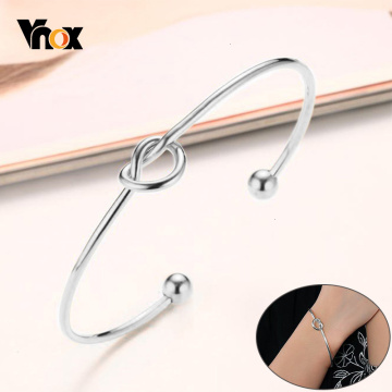 Vnox Elegant Women Stainless Steel Tied Knot Cuff Bracelets Bangles Stainless Steel Gifts for Her