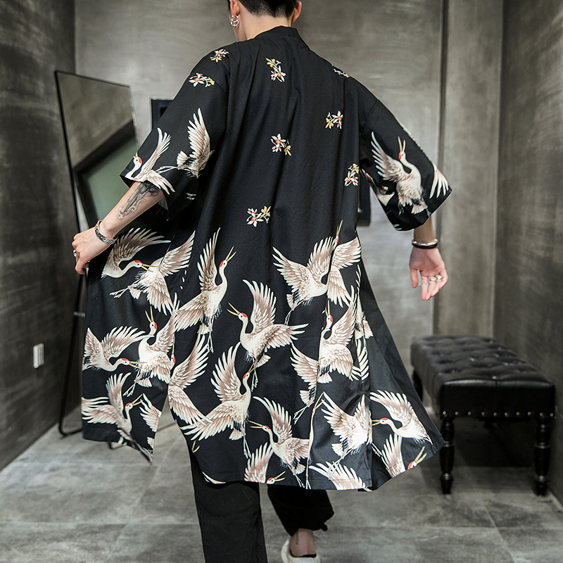 Yukata haori men Japanese Long kimono cardigan men samurai costume clothing kimono jacket mens kimono Plus Size yukata haori