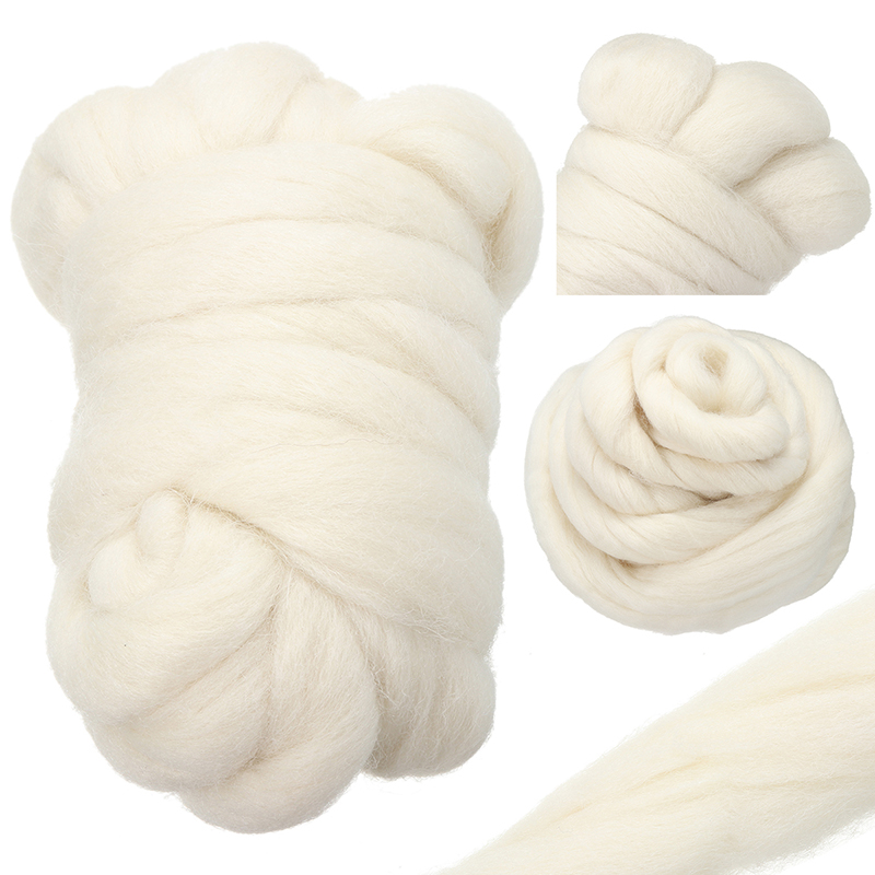 100% Shetland Natural Cream White 100g Wool Fiber Roving Felting Needle Felting Wool For DIY Doll Hand Spinning Needlework