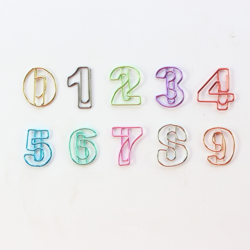Domikee creative cute colorful number shape office school metal bookmark stationery,fine student index paper clips,10 pieces