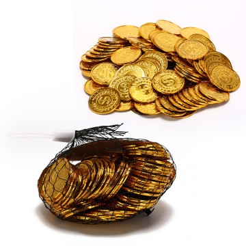 100Pcs/pack New Poker Casino Chips Bitcoin Model Bitcoin Gold Plating Plastic Prate Gold Coins Pirate Treasure Game Poker Chips