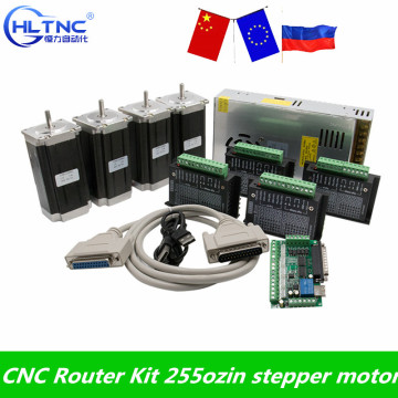 CNC Router Kit 4 Axis,4pcs Nema23 stepper motor + DM542 driver+ MACH3 DB25 interface board+ 1 power supply 350w 36v