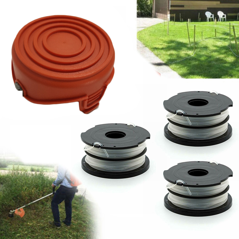 1*Strimmer Spool Cover + 3*Spool And Line For Black & Decker GL315 GL350 GL650 Line String Trimmer Spool