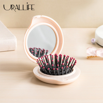 Urallife Portable Makeup Mirror Mini Foldable Cosmetic Mirror Air Cushion Comb Hand-held Cute Mirror For Students Girls Outdoor