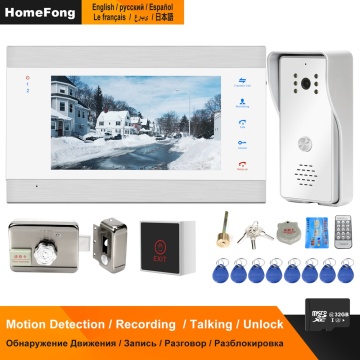 HomeFong Wired Video Intercom with Lock Home Door Intercoms Access Control System Kit Motion Detection Record Night Vision 32GB