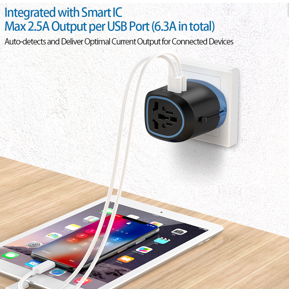 NTONPOWER Universal Travel Adapter All in One International Power Adapter Socket Charger with 2 USB Ports Works in 150+Countries